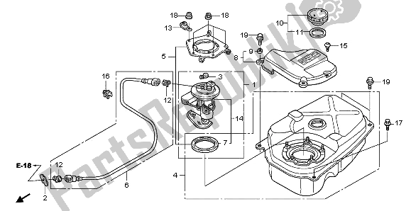 All parts for the Fuel Tank of the Honda ANF 125 2012