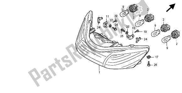 Tutte le parti per il Luce Di Combinazione Posteriore del Honda VFR 800 FI 1998