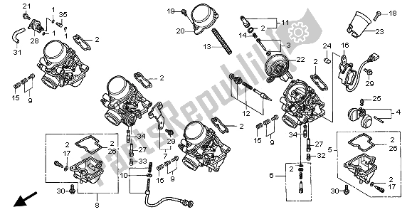 Todas las partes para Carburador (componentes) de Honda CBR 600F 1997