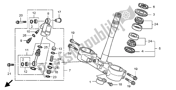 All parts for the Steering Stem of the Honda CRF 450R 2009