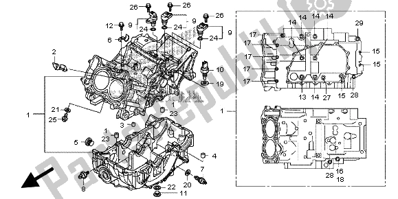 All parts for the Crankcase of the Honda NC 700D 2012
