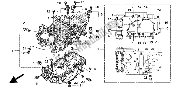 All parts for the Crankcase of the Honda NC 700D 2012