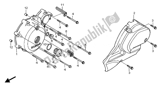 All parts for the Left Crankcase Cover of the Honda NT 700 VA 2010