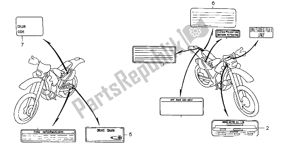 All parts for the Caution Label of the Honda XR 650R 2006