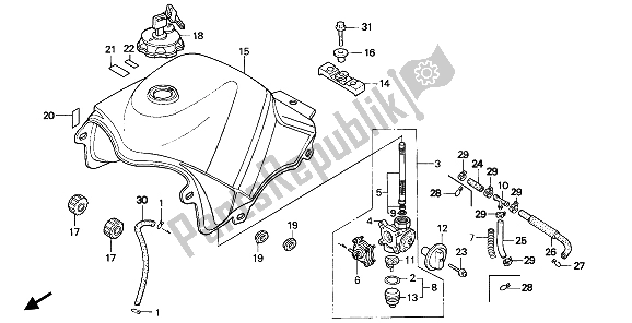 Todas las partes para Depósito De Combustible de Honda XL 600V Transalp 1991