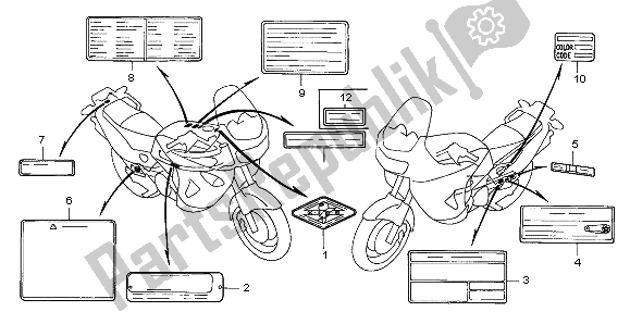 All parts for the Caution Label of the Honda XL 1000V 2002