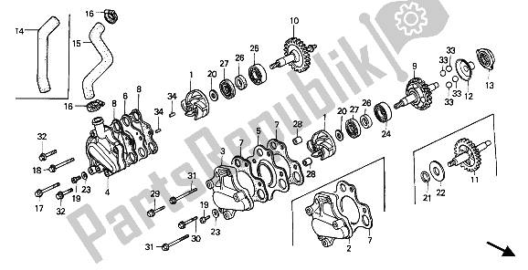 Todas las partes para Bomba De Agua de Honda CR 125R 1986