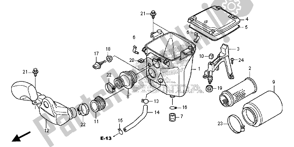 All parts for the Air Cleaner of the Honda TRX 420 FE Fourtrax Rancher 4X4 ES 2013