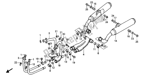 All parts for the Exhaust Muffler of the Honda VFR 750F 1989