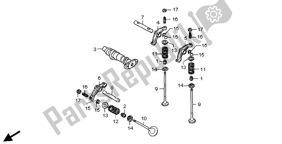 Alle onderdelen voor de Nokkenas & Klep (voorzijde) van de Honda VT 750S 2011