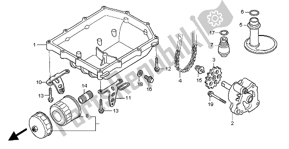 All parts for the Oil Pump of the Honda VTR 1000 SP 2003