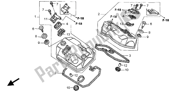 All parts for the Cylinder Head Cover of the Honda NT 650V 2002