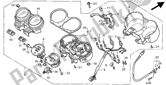 All parts for the Meter (mph) of the Honda CB 750F2 1998