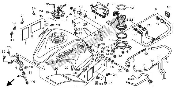 All parts for the Fuel Tank & Fuel Pump of the Honda VFR 1200 FA 2010