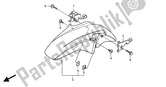 All parts for the Front Fender of the Honda CB 600F Hornet 2004