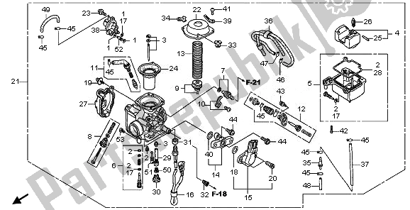 Toutes les pièces pour le Carburateur du Honda TRX 500 FE Foretrax Foreman ES 2011