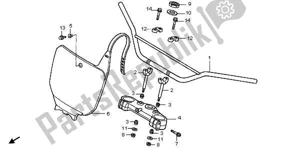 All parts for the Handle Pipe & Top Bridge of the Honda CR 500R 1998