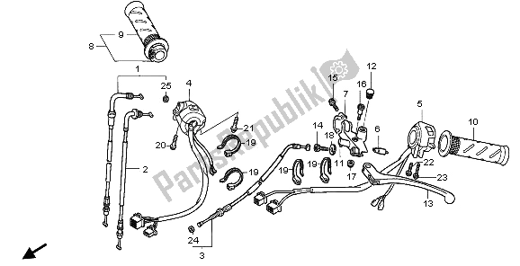 Todas las partes para Manejar Palanca E Interruptor Y Cable de Honda NT 700 VA 2006