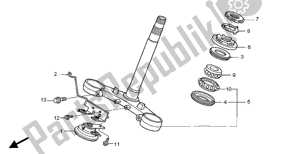 All parts for the Steering Stem of the Honda VFR 800 FI 2001