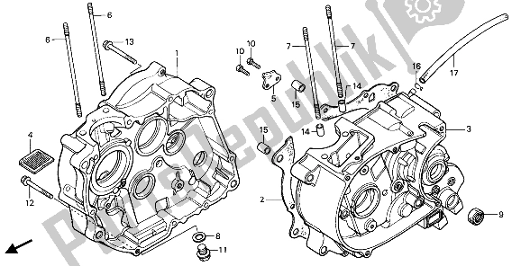 All parts for the Crankcase of the Honda XR 80R 1985
