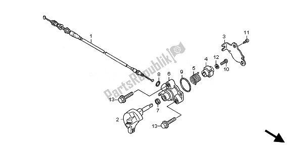 All parts for the Reserve Cable of the Honda TRX 250X 2010