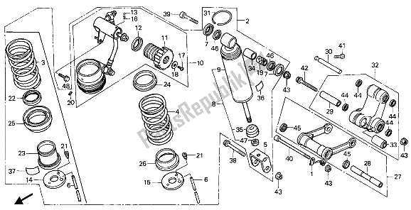 All parts for the Rear Cushion of the Honda VFR 750F 1987