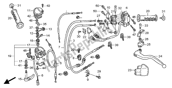 All parts for the Handle Lever & Switch & Cable of the Honda TRX 450 ER Sportrax 2009