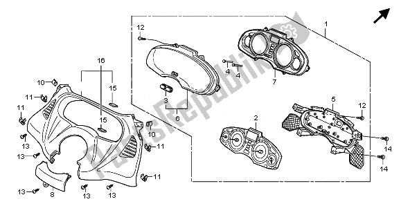 Alle onderdelen voor de Snelheidsmeter (kmh) van de Honda FES 125A 2008