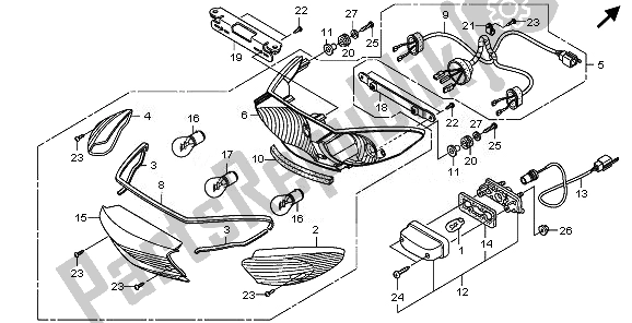 All parts for the Taillight of the Honda XL 1000 VA 2008