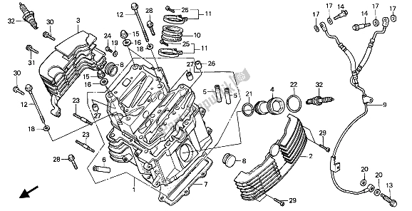 All parts for the Cylinder Head (front) of the Honda VT 1100C 1994