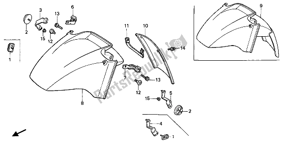 Todas las partes para Guardabarros Delantero de Honda VFR 750F 1986