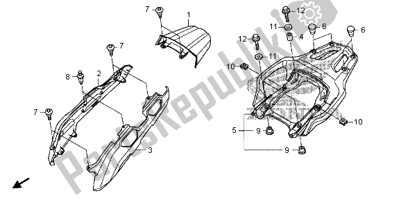 All parts for the Rear Cowl & Carrier of the Honda VFR 1200 XD 2012