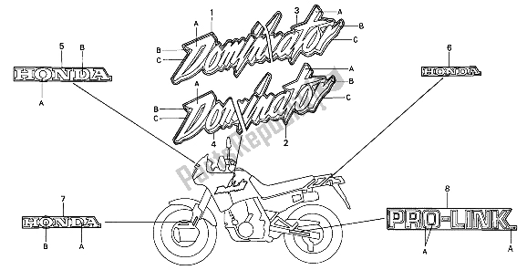 All parts for the Stripe & Mark of the Honda NX 650 1988