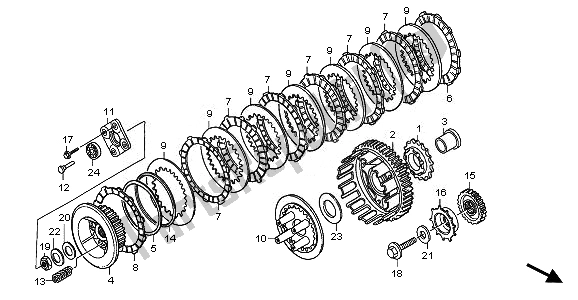 All parts for the Clutch of the Honda XL 700 VA Transalp 2010