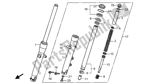 All parts for the Front Fork of the Honda VT 750 SA 2010