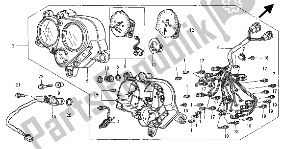 All parts for the Meter (mph) of the Honda VTR 1000F 2000