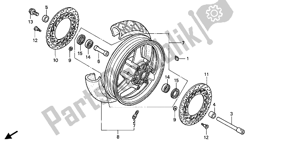 Todas as partes de Roda Da Frente do Honda CBR 1000F 1991