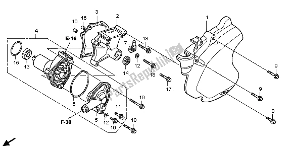 Tutte le parti per il Coperchio Carter Sinistro E Pompa Acqua del Honda VTR 250 2009