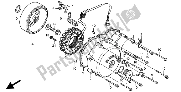 All parts for the Left Crankcase Cover & Generator of the Honda VT 600C 1997