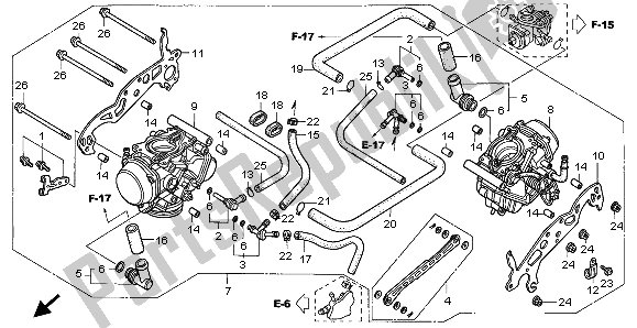 All parts for the Carburetor (assy.) of the Honda VTR 1000F 1998