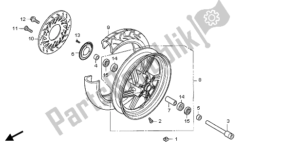 All parts for the Front Wheel of the Honda CBF 500A 2006
