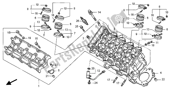 Alle onderdelen voor de Cilinderkop van de Honda CBR 600 FR 2001