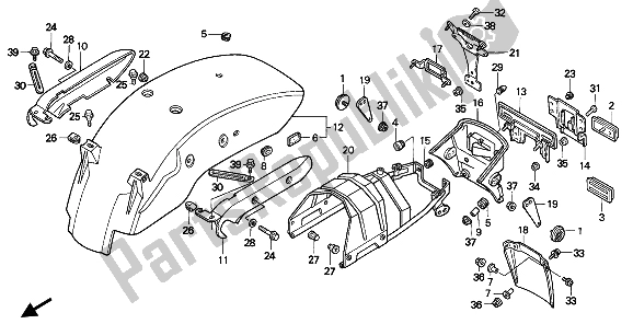 Toutes les pièces pour le Garde-boue Arrière du Honda VF 750C 1994