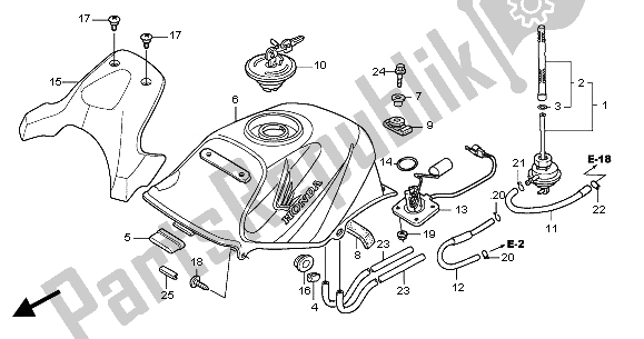 All parts for the Fuel Tank of the Honda CBR 125R 2004