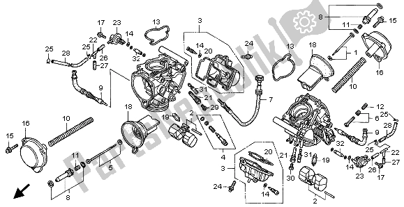 All parts for the Carburetor (component Parts) of the Honda XL 1000V 1999