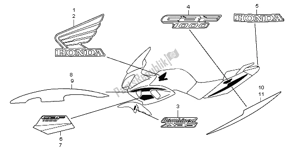 All parts for the Stripe & Mark of the Honda CBF 1000T 2009