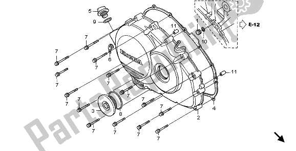 Alle onderdelen voor de Rechter Carterdeksel van de Honda VFR 800A 2006