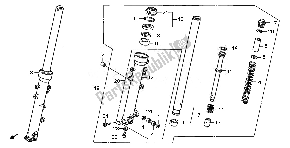 Tutte le parti per il Forcella Anteriore del Honda XL 1000V 2010