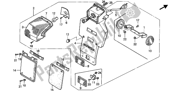 All parts for the Taillight of the Honda NX 650 1993