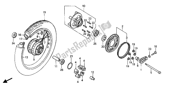 Todas las partes para Rueda Trasera de Honda XBR 500S 1987